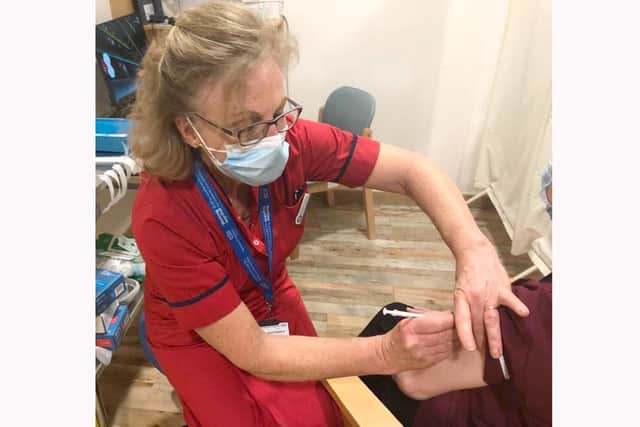 Professor Greta Westwood, chief executive of the Florence Nightingale Foundation, who has returned to Queen Alexandra Hospital to deliver the Covid-19 vaccine.
Picture: Florence Nightingale Foundation
