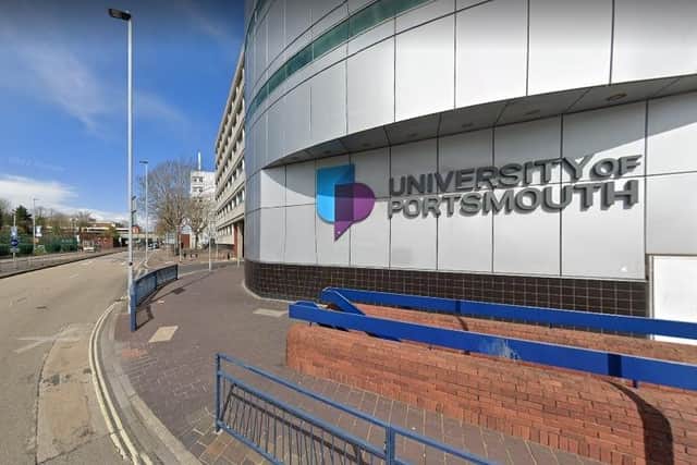 The incident took place between 3.45pm and 4pm on Sunday in Anglesea Road, close to the University of Portsmouth buildings. Pictured is part of Anglesea Road.