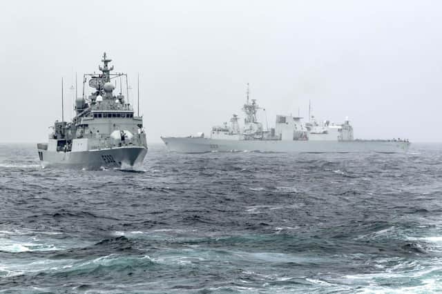 Some of the Nato warships pictured from HMS Mersey during an exercise in the North Sea. Photo: Royal Navy