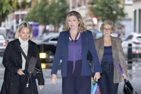 Leader of the House of Commons and Conservative leadership candidate Penny Mordaunt (centre) and Andrea Leadsom (right) arrive at BBC Broadcasting House in London, to appear on the BBC One current affairs programme, Sunday with Laura Kuenssberg. Press Association picture.