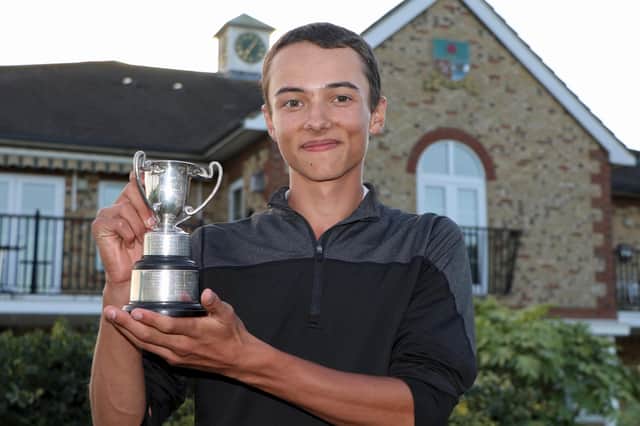 Rowlands Castle’s James Plater, winner of the Weddell Trophy for the best U16s score at the Hampshire Junior Championship and the John Hardy Bowl (U18 Champion) at Lee-on-the-Solent GC in August 2022. Picture by Andrew Griffin.