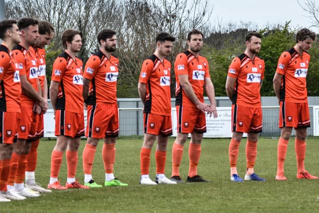 AFC Portchester players during a period of silence held for The Duke of Edinburgh. Picture: Daniel Haswell.