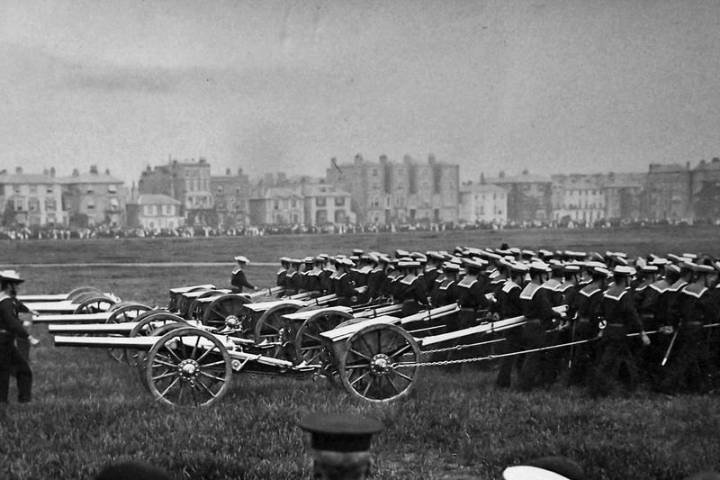 The Kings birthday parade on Southsea Common. A 1907 postcard showing the days when the Kings birthday was celebrated.