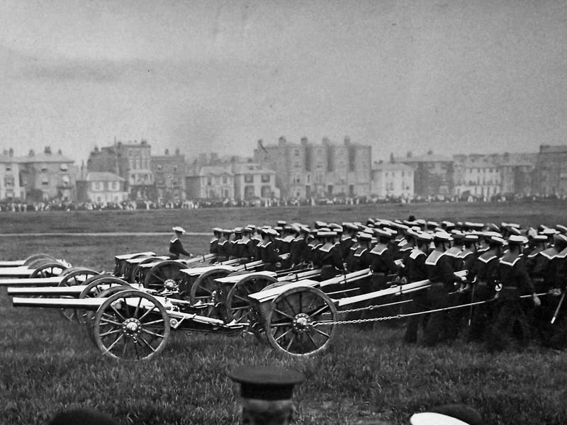 The Kings birthday parade on Southsea Common. A 1907 postcard showing the days when the Kings birthday was celebrated.
