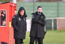 Fareham Town boss Pete Stiles, left Picture: Neil Marshall