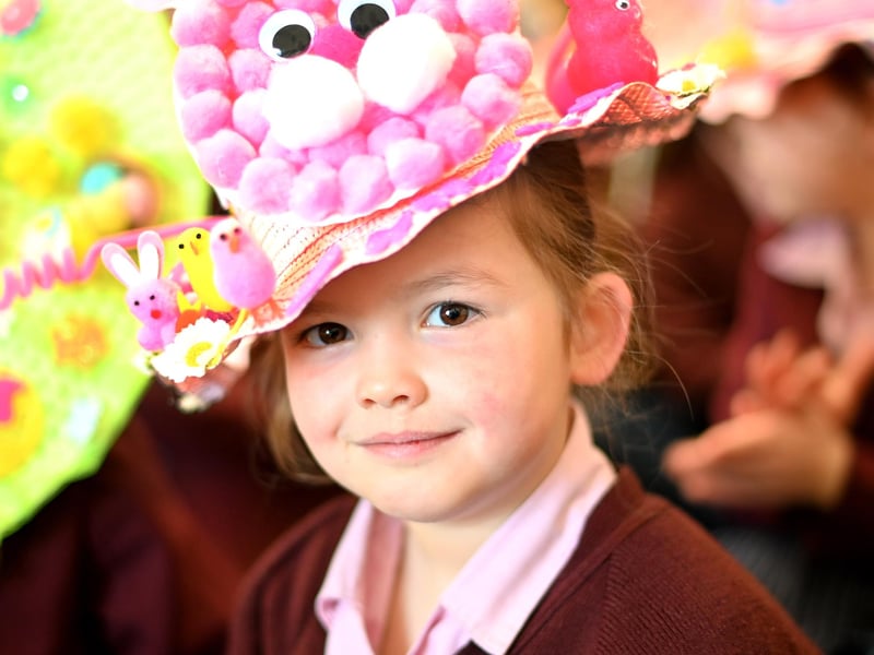 Pupils with their colourful creations