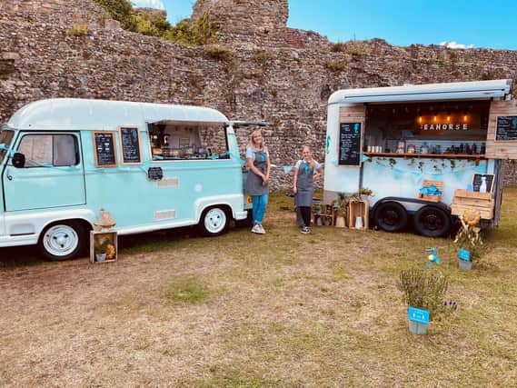 Seahorse Coffee Bar at Portchester Castle. Staff members Katy Courtnell and Kacey Godden.