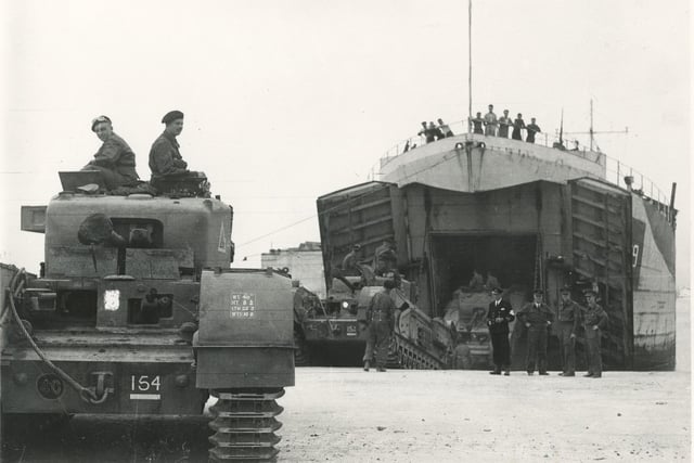 Churchill Tanks and L.S.T.
(c) The News, War Series 2977
