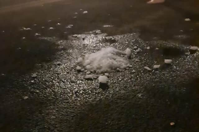 The block of ice smashed as it hit the pavement in Waterlooville. Picture: Louise Browne