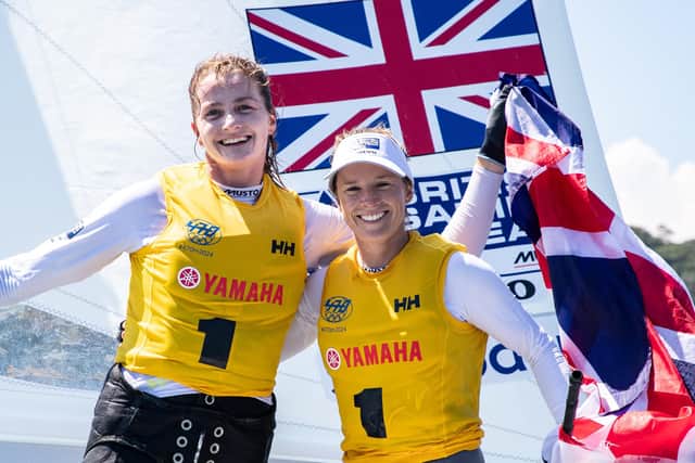 Eilidh McIntyre, left, and Hannah Mills will represent Team GB in the women's 470 sailing event at the re-arranged Tokyo Olympics in 2021. Picture by Junichi Hirai/BULKHEAD magazine/470 Class