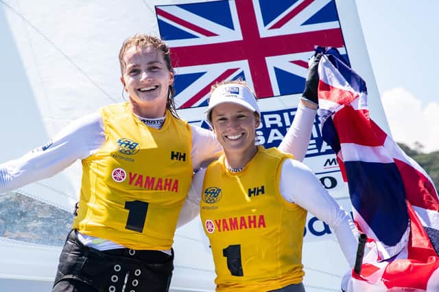 Eilidh McIntyre, left, and Hannah Mills will represent Team GB in the women's 470 sailing event at the re-arranged Tokyo Olympics in 2021. Picture by Junichi Hirai/BULKHEAD magazine/470 Class