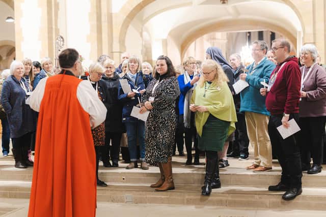 Bishop Jonathan Frost with Anna Chaplains in Portsmouth Cathedral