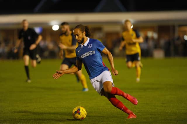 Marcus Harness was a surprise face among the Pompey XI starting line-up in Tuesday night's trip to Gosport. Picture: Sarah Standing (010920-6715)
