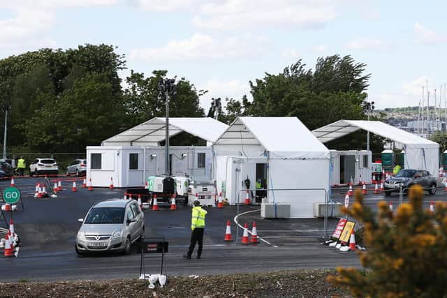 The Portsmouth COVID-19 testing centre at Tipner West, off the M275. Picture: Naomi Baker/Getty Images