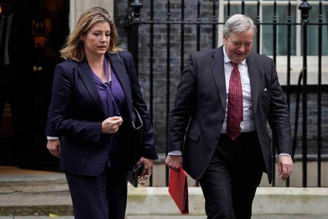 Leader of the House of Commons, Penny Mordaunt, with leader of the House of Lords, Nicholas True. Picture: Niklas Halle'n/AFP via Getty Images