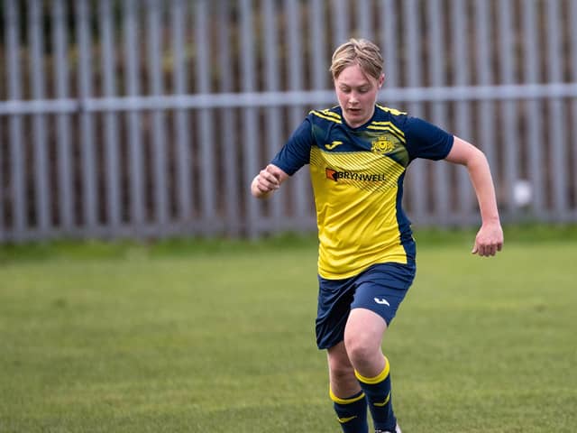 Josh Hughes in action for Moneyfields under-18s in their win over Fareham Town under-18s last weekend. Picture: Alex Shute