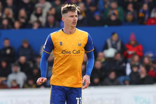 Oli Hawkins was sent off during Mansfield's play-off final defeat to Port Vale. Picture: Pete Norton/Getty Images