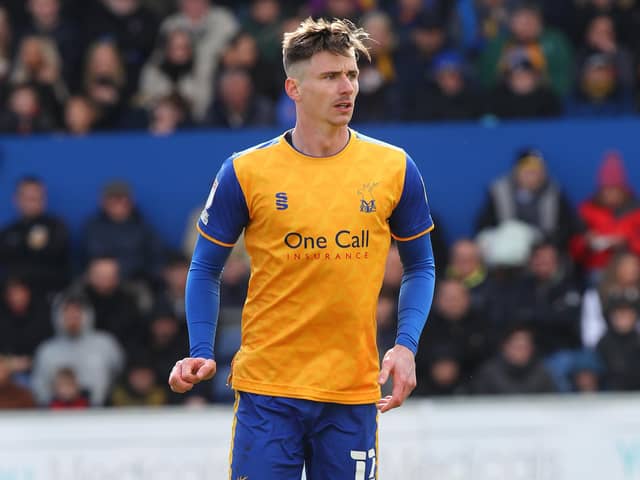 Oli Hawkins was sent off during Mansfield's play-off final defeat to Port Vale. Picture: Pete Norton/Getty Images