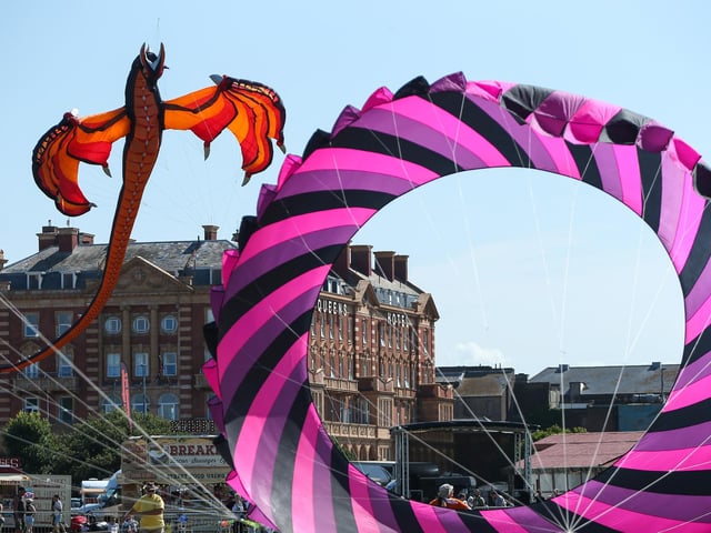 A dragon takes to the sky above Southsea Common.Picture: Chris  Moorhouse (270724-10)