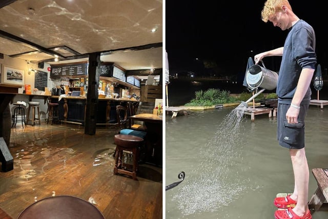 The Ship Inn, a Fuller’s pub in Langstone, was struck by stormy weather which brought seawater to large swathes of the coastline in the early hours of Monday, April 9