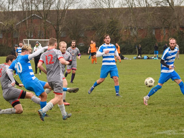 Gosham Rangers (grey) v AC Copnor. Picture: Keith Woodland