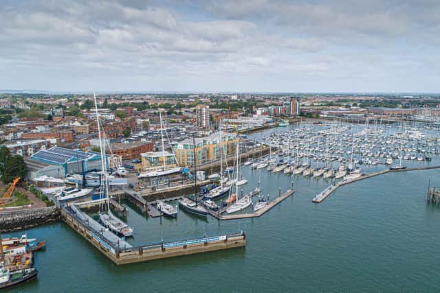 A woman had to be rescued from the water at Gosport Marina late last night. 
Photograph: Vortec Marine Ltd/Hampshire Aerial