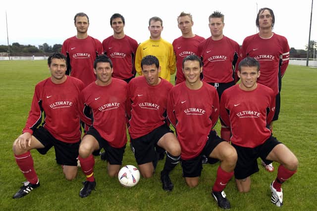 Gary Austin takes his place in a Fareham team picture shortly after joining the club in the summer of 2007. Back (from left):  Luke Middleton, Josh Case, John Burnett, Richmond Hollington, Jason Mann, Darren Watts. Front: Mark Tryon, Lee Paul, Gavin Spurway, Simon Stone, Gary Austin. Picture: Will Caddy.