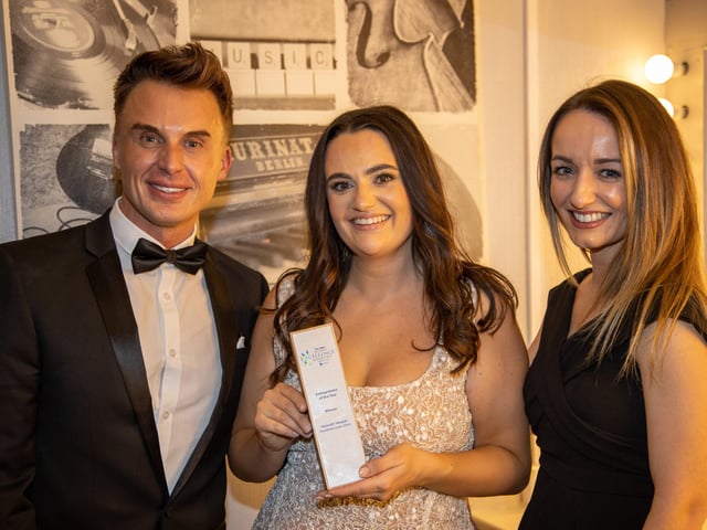 Winner of Entrepreneur of the Year, Hannah Hooper, of Southsea Laser Clinic, with Jaimes Harrington and Claire Tamplin of The Mindful Movement Coach