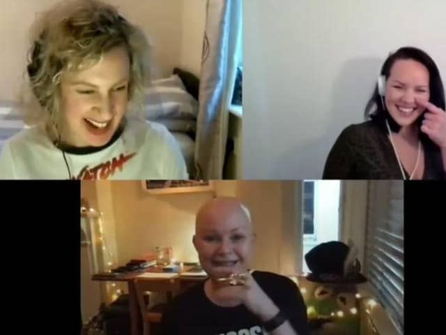 Charlotte Carter (right) hosting her new YouTube show with Claire Parsons (left) and first guest Gail Porter