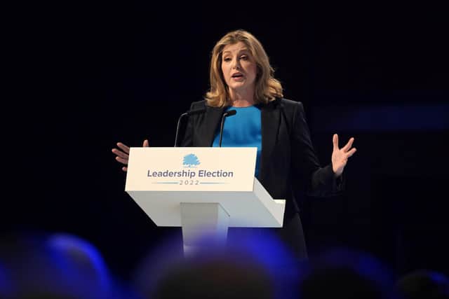 Minister of State for Trade Policy Penny Mordaunt speaks during the second Conservative party membership hustings on August 01, 2022 in Exeter, England. Conservative Party Leadership hopefuls Liz Truss and Rishi Sunak will attend the second party membership hustings in Exeter this evening. Picture: Finnbarr Webster/Getty Images