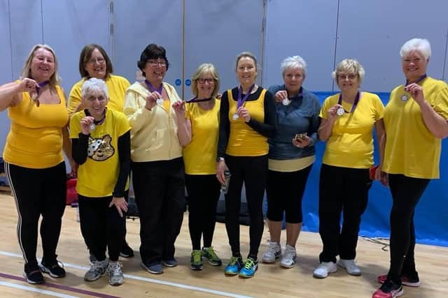 Walkie Talkies (from left) Julie Thomas, Annette Russell (back) Bridget Hargreaves, Angie Osborne, Jackie Powell, Julie Kill, Caroline Wilson, Lesley Smith and Sue Martin