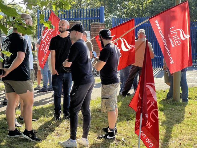 Members of the Unite union at Eaton Ltd - an aerospace firm in Segensworth - have gone on strike today amid an ongoing row over pay.