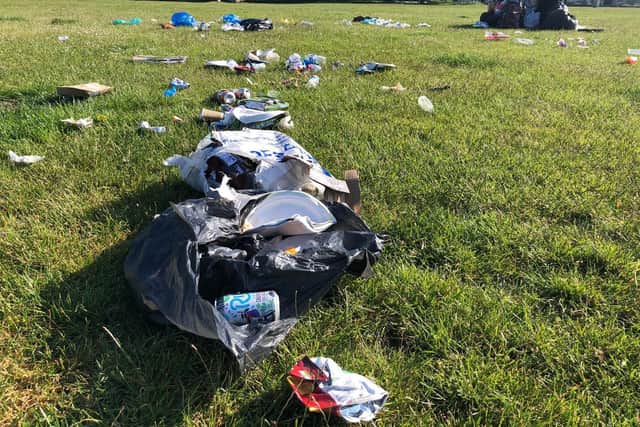 Rubbish left on Southsea Common on the morning of May 31, 2021. Picture: Richard Lemmer