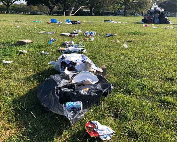 Rubbish left on Southsea Common on the morning of May 31, 2021. Picture: Richard Lemmer