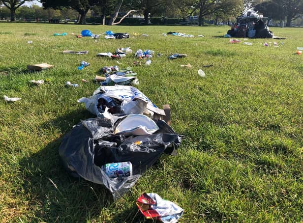 Rubbish left on Southsea Common on the morning of May 31, 2021. Picture: Richard Lemmer
