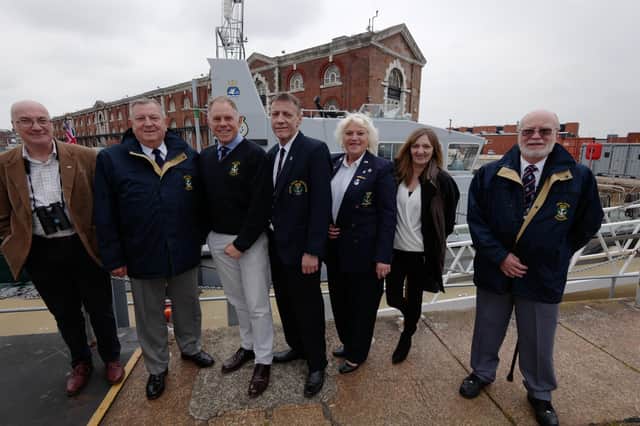 Members of the Royal Naval Association pictured at Portsmouth Naval Base. They have now launched a campaign to raise £15,000 to buy a ventilator for the NHS