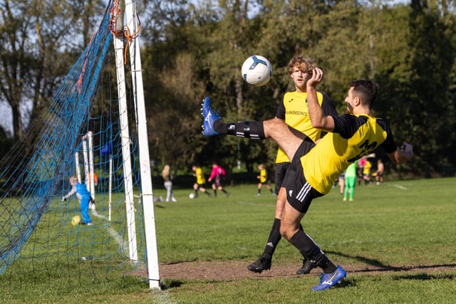 Fratton Trades Reserves (yellow) v Pelham Arms. Picture by Alex Shute