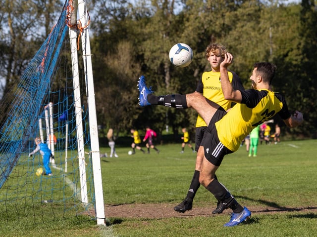Fratton Trades Reserves (yellow) v Pelham Arms. Picture by Alex Shute