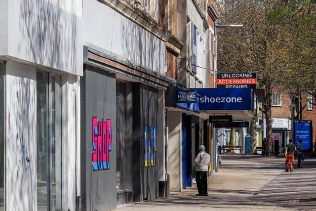 General View of Commercial Road, Portsmouth during the first national coronavirus lockdown.