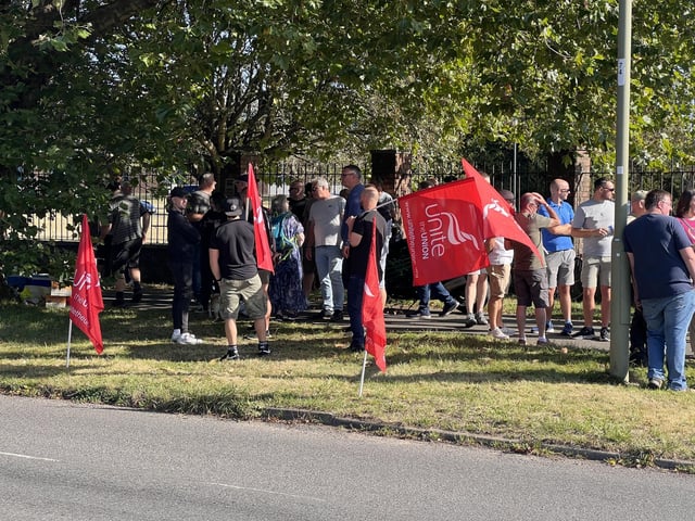 Members of the Unite union at Eaton Ltd - an aerospace firm in Segensworth - have gone on strike today amid an ongoing row over pay.