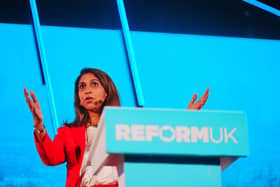 Suella Braverman speaks at a Reform UK event. PIC: Ben Birchall/PA Wire