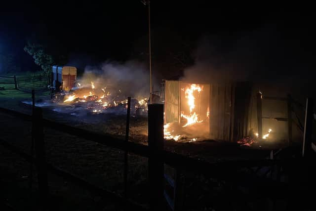 The fire at a stables in Warsash last night. Photo: Karl Manners