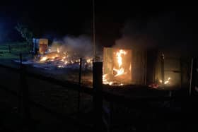 The fire at a stables in Warsash last night. Photo: Karl Manners