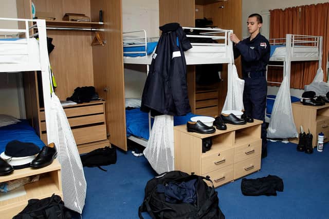 A recruit pictured in the male mess at HMS Collingwood. Photo: Royal Navy