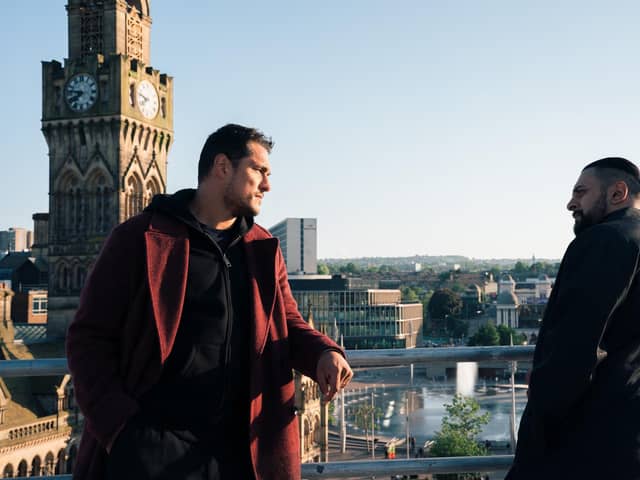 Staz Nair as Harry Virdee and Vikash Bhai as Riaz Hyatt in Virdee. Picture: BBC /Magical Society/David Gennard