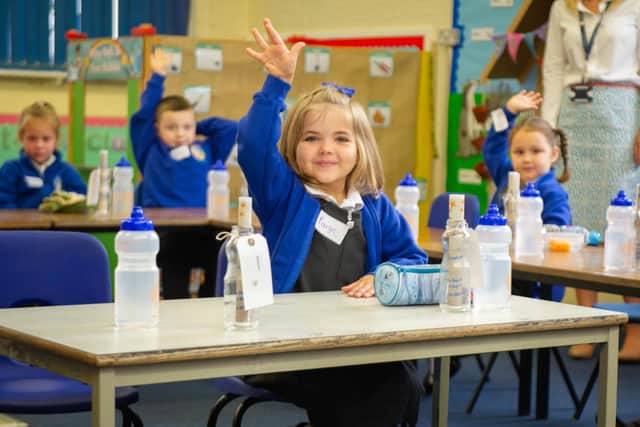 Pupils of the Year One 'Jelly-fish' class excited to give answers to a teacher's questions.
Picture: Habibur Rahman