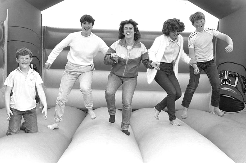 Bouncing around on the inflatable at the Sunderland Carnival showfield at Seaburn.  Is there someone you know in the photo?