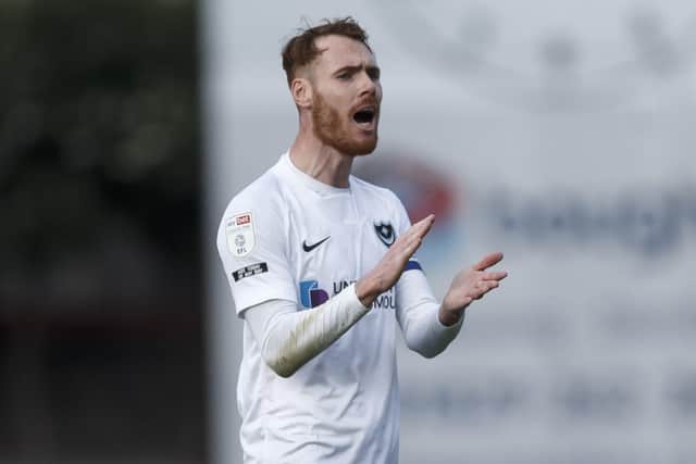 Tom Naylor of Portsmouth during the Sky Bet League One match between Crewe Alexandra and Portsmouth at Alexandra Stadium on April 13th 2021 in Crewe, England. (Photo by Daniel Chesterton/phcimages.com)