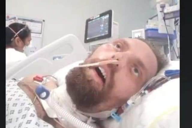 Adam in hospital.