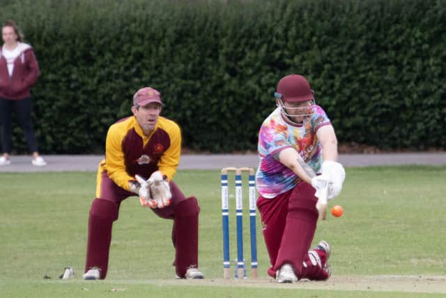 Action from Havant's SPL T20 Cup win over Sparsholt (complete with a spectacularly garish shirt!) last weekend. Pic: Bob Selley.